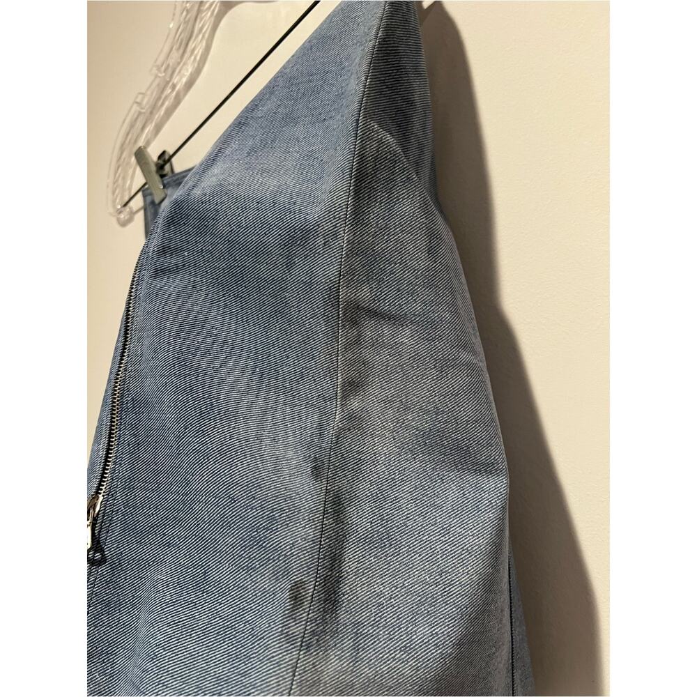 ArtiCo Italy Blue Printed Suede Zip Front Mini Skirt Size 38 Luxury Y2K - Picture 8 of 11